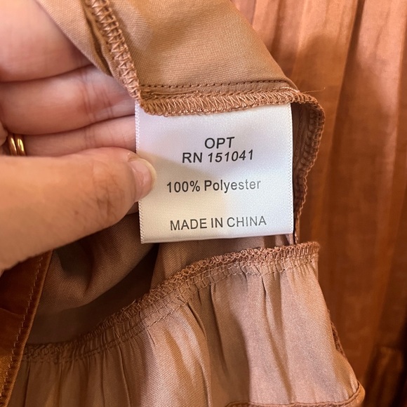 o.p.t Juvianna Silky Tiered Long Sleeve Mini Dress Rusty Copper Size Medium NWT - Picture 11 of 11